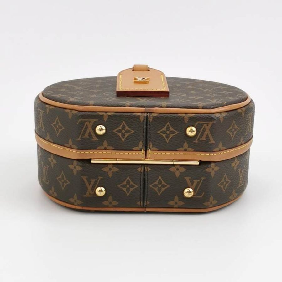 Louis Vuitton (LV) Boite Chapeau小號植鞣革Monogram印花圓餅包斜挎包單肩包芯片款-5