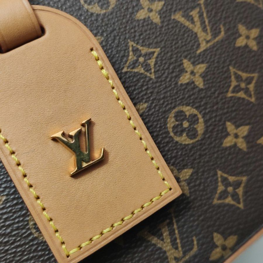 Louis Vuitton (LV) Boite Chapeau小號植鞣革Monogram印花圓餅包斜挎包單肩包芯片款-12