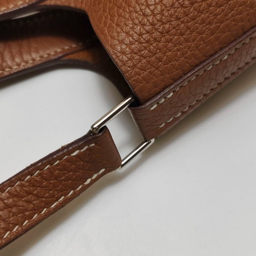Hermes Picotin菜籃子包18手提包Clemence(TC)牛皮銀扣37金棕Y刻-14