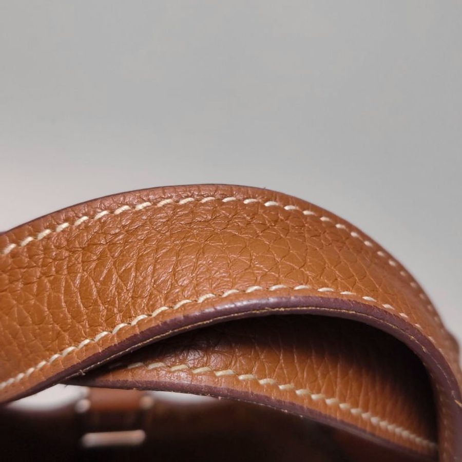 Hermes Picotin菜籃子包18手提包Clemence(TC)牛皮銀扣37金棕Y刻-21
