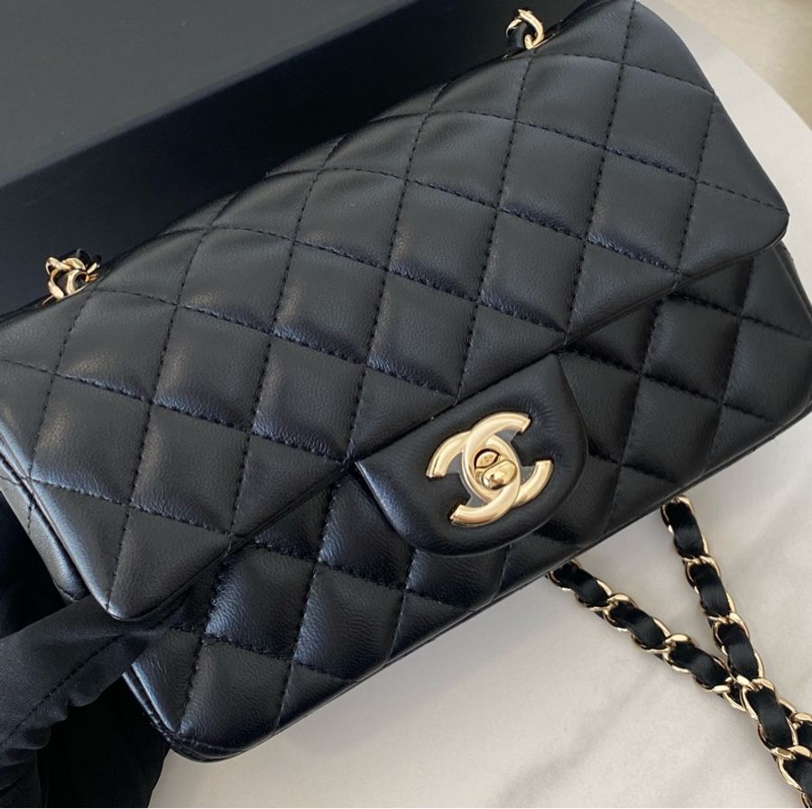 Chanel mini coco20黑金晶片款近新-1