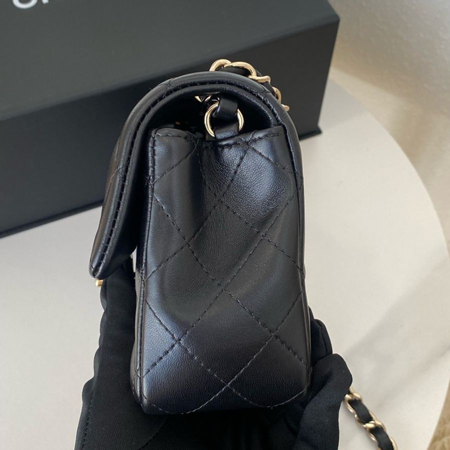 Chanel mini coco20黑金晶片款近新-2