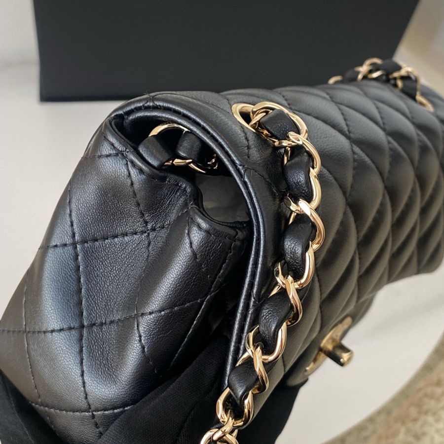 Chanel mini coco20黑金晶片款近新-6