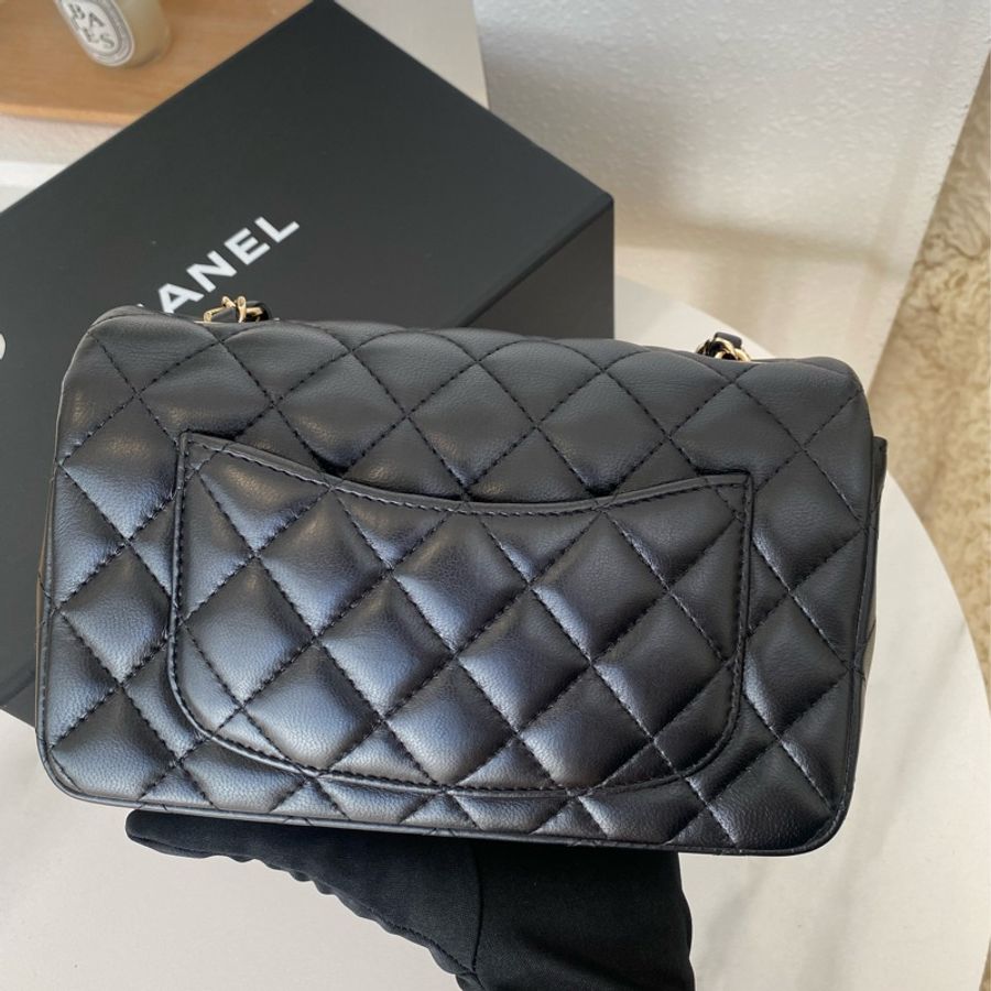 Chanel mini coco20黑金晶片款近新-7