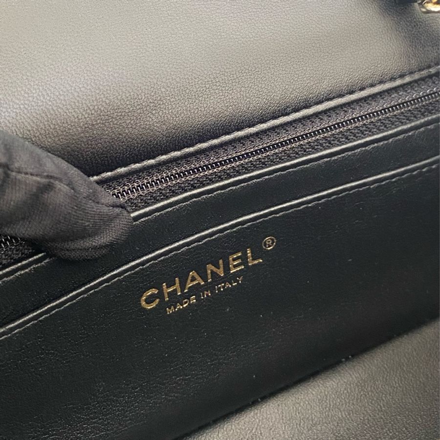 Chanel mini coco20黑金晶片款近新-14
