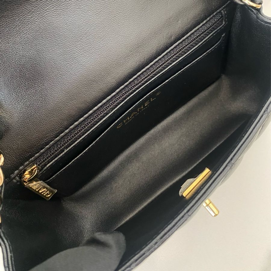Chanel mini coco20黑金晶片款近新-15