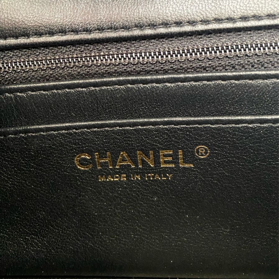 Chanel mini coco20黑金晶片款近新-17