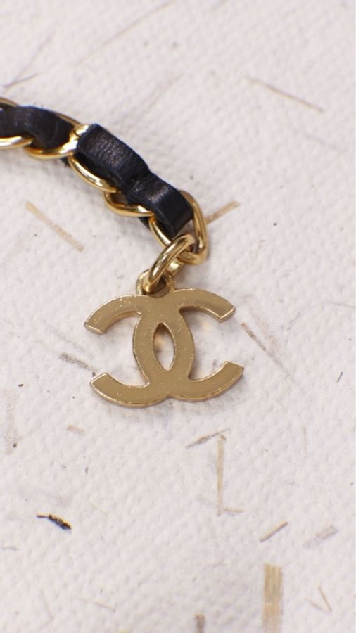 Chanel 01年秀款黑金老鹰双层腰链-14
