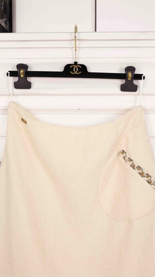 Chanel 11年拜占庭白色琉璃扣半裙-13