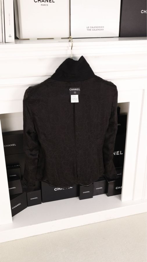 Chanel 01年黑色羊毛双排扣收腰两口袋西装上衣外套-9