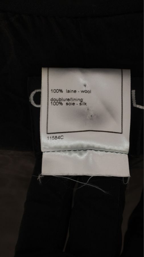 Chanel 01年黑色羊毛双排扣收腰两口袋西装上衣外套-25