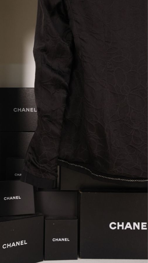 Chanel 01年黑色羊毛双排扣收腰两口袋西装上衣外套-40
