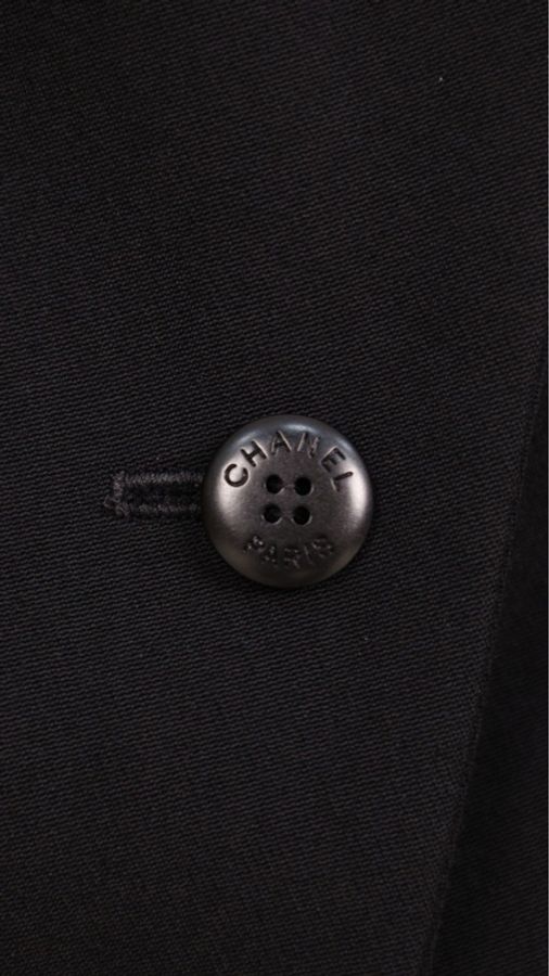 Chanel 01年黑色羊毛双排扣收腰两口袋西装上衣外套-67