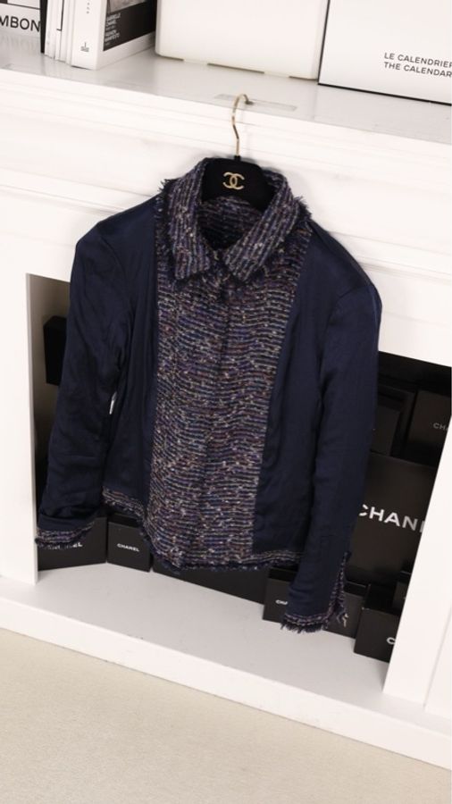 Chanel 05年紫彩色编织星星扣四口袋外套-5