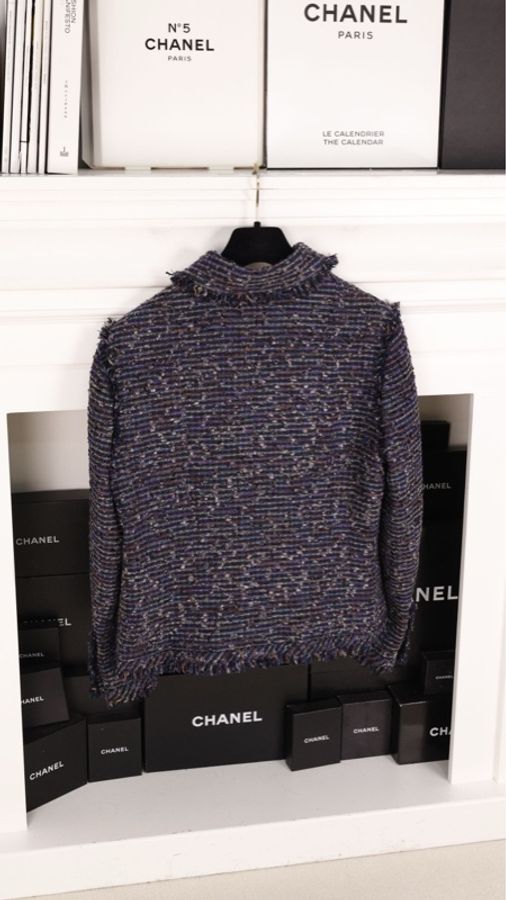 Chanel 05年紫彩色编织星星扣四口袋外套-9