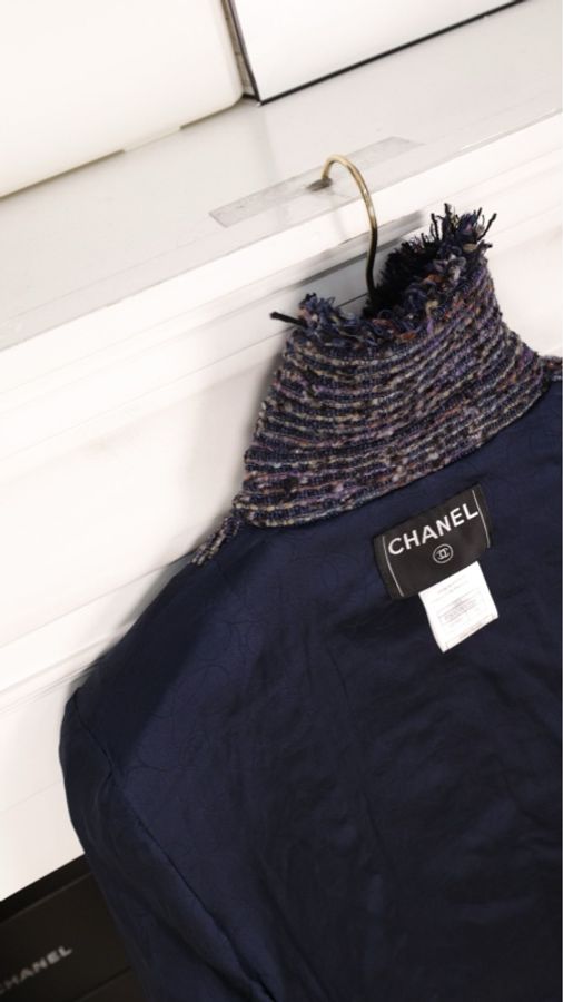Chanel 05年紫彩色编织星星扣四口袋外套-15