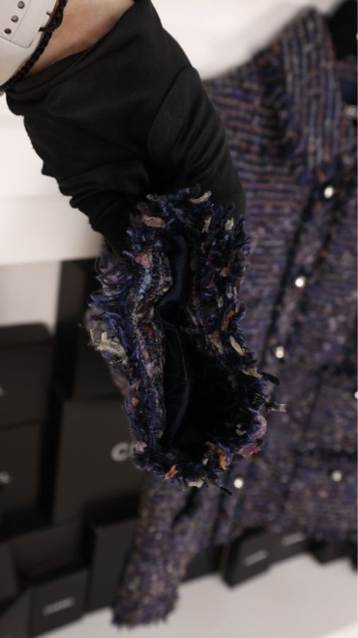 Chanel 05年紫彩色编织星星扣四口袋外套-21
