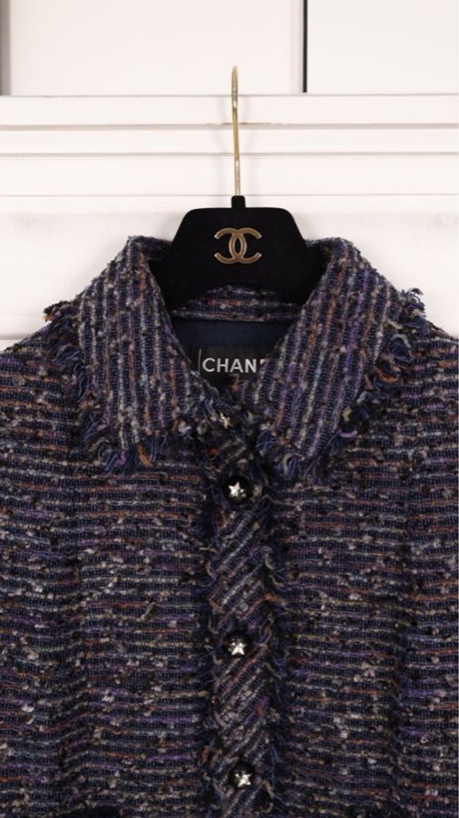 Chanel 05年紫彩色编织星星扣四口袋外套-56