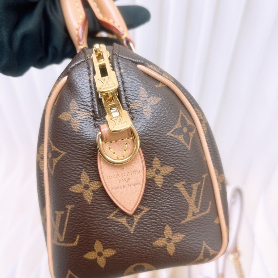Lv speedy 20 老花波士頓 奶茶肩帶-4