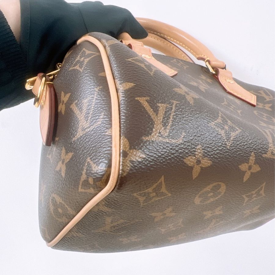 Lv speedy 20 老花波士頓 奶茶肩帶-7