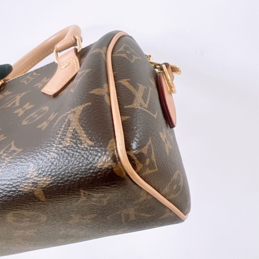 Lv speedy 20 老花波士頓 奶茶肩帶-8