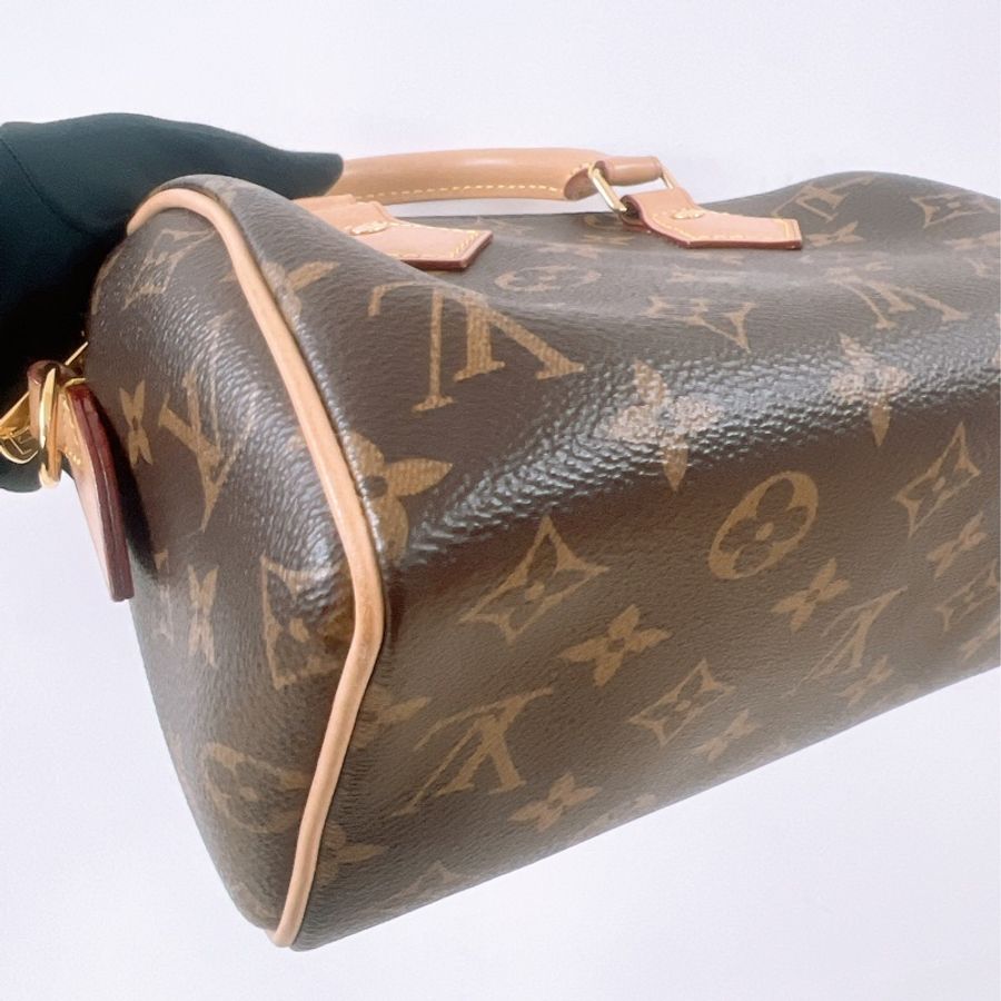 Lv speedy 20 老花波士頓 奶茶肩帶-9