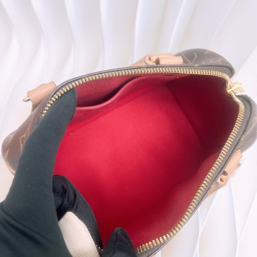 Lv speedy 20 老花波士頓 奶茶肩帶-10