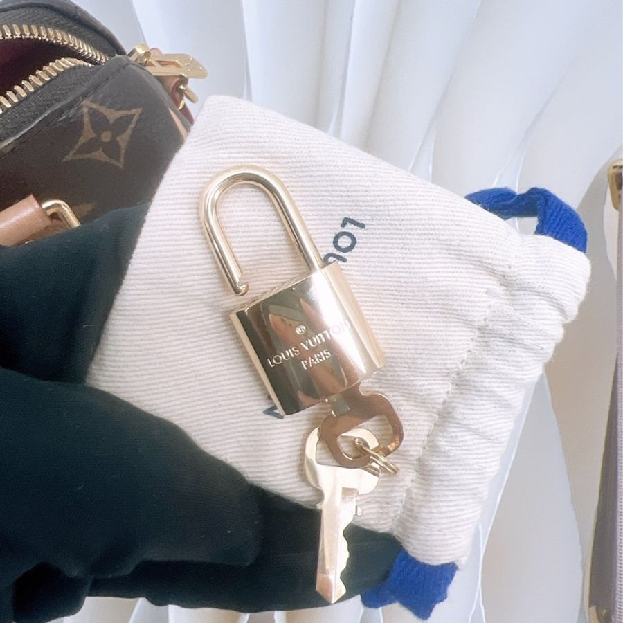 Lv speedy 20 老花波士頓 奶茶肩帶-11