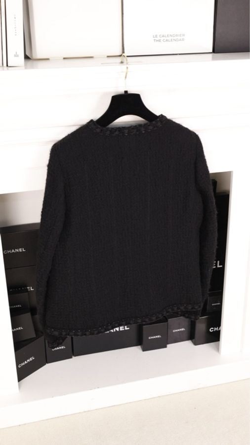 Chanel 16年罗马系列黑色粗花呢四口袋上衣外套FR44 25/8-5