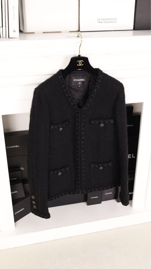 Chanel 16年罗马系列黑色粗花呢四口袋上衣外套FR44 25/8-6