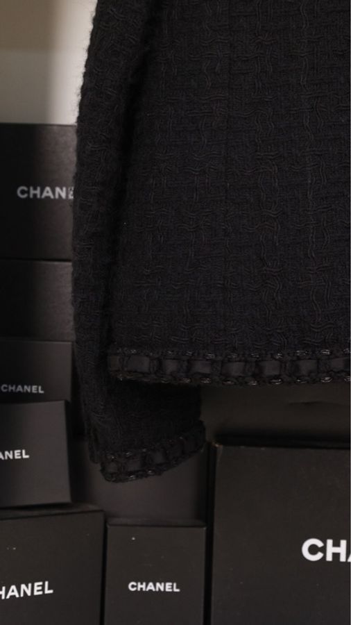 Chanel 16年罗马系列黑色粗花呢四口袋上衣外套FR44 25/8-47