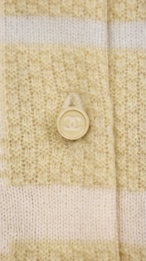 Chanel 04年秀款黄棕格纹山羊绒针织开衫马甲开衫套装-47