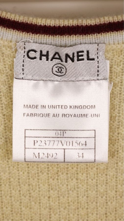 Chanel 04年秀款黄棕格纹山羊绒针织开衫马甲开衫套装-57