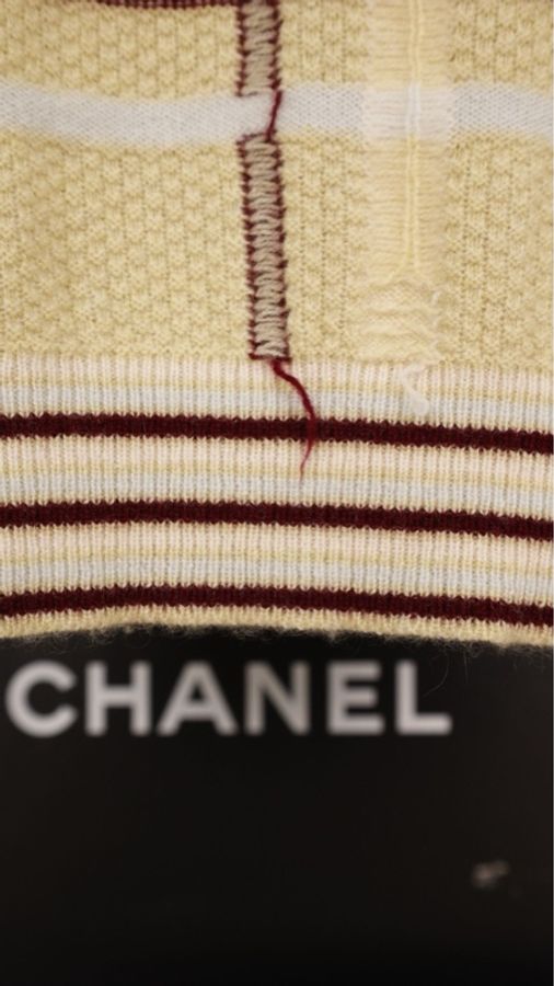 Chanel 04年秀款黄棕格纹山羊绒针织开衫马甲开衫套装-59