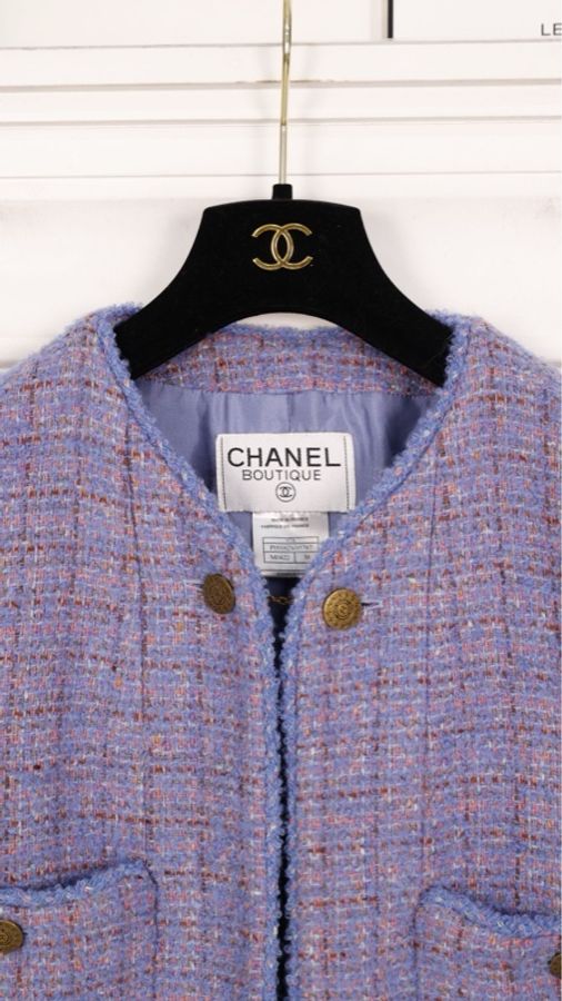 Chanel 97年紫色编织四口袋长款外套-10
