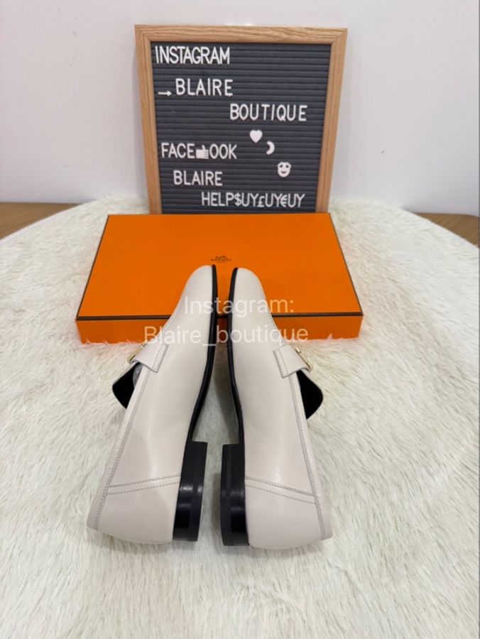 Hermes 愛馬仕 特賣會購買 經典H樂福鞋 不是很白的那種白色 色號：Beige Glaise 米褐色 尺寸：37.5 / 38-3