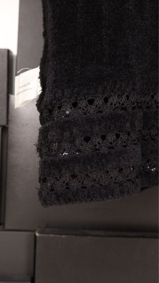 Chanel 02年黑色毛巾材质娃娃领马甲背心上衣-28