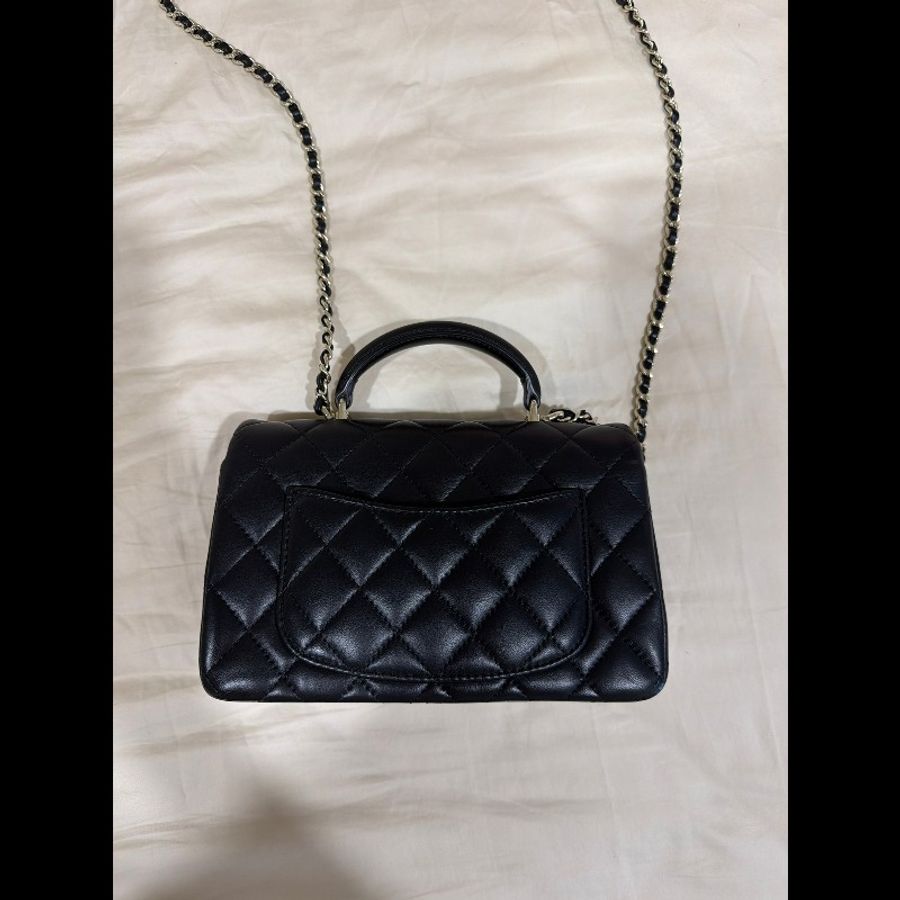 極新全配✨️25年11月購證 Chanel CF Mini handle 20 黑色淡金 晶片款羊皮-2