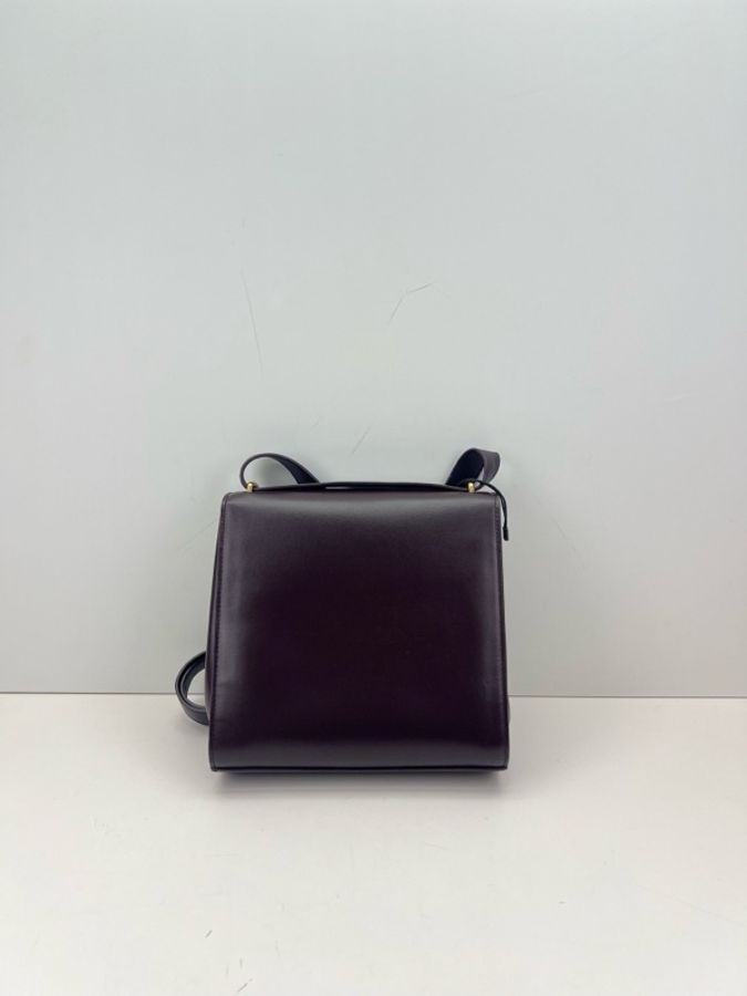 BOTTEGA VENETA BV Clip 葆蝶家翻蓋三角扣單肩斜挎郵差包,黑色金扣,經典設計 葡萄紫-1