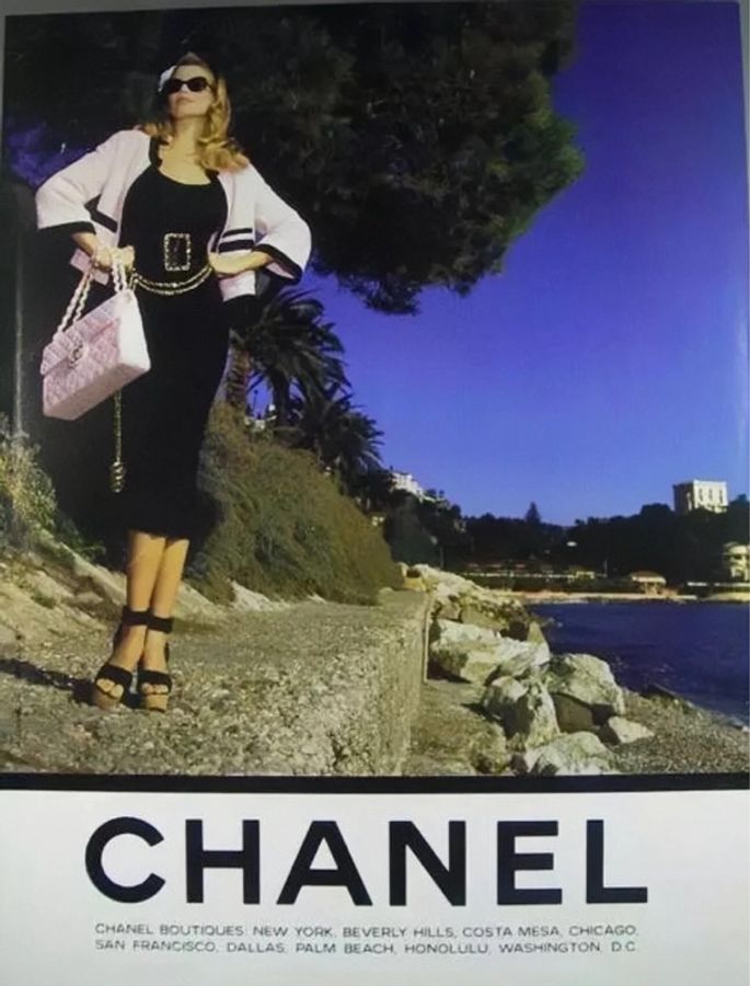 Chanel 90年海报款婴儿蓝羊毛黑色滚边两口袋crop短外套-52