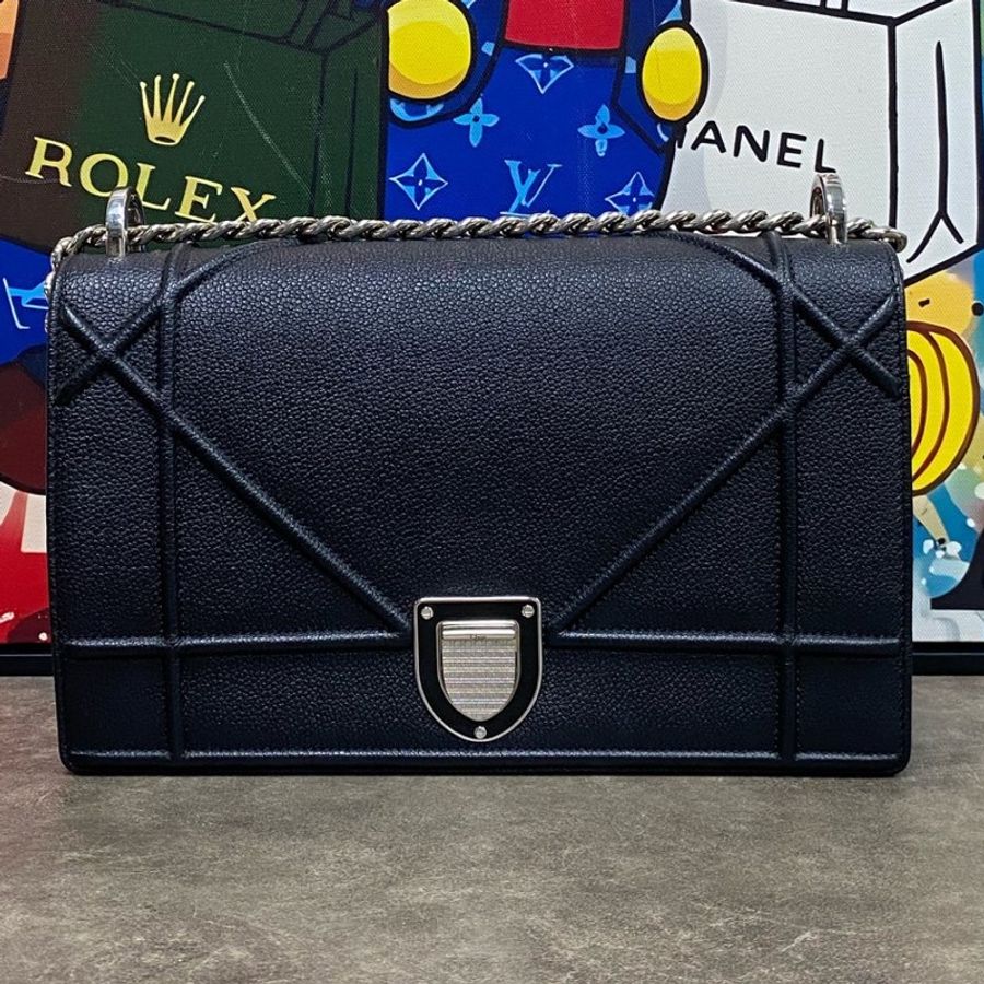迪奧/Dior Diorama 黑銀盾牌包 鏈條包 單肩斜挎包-0