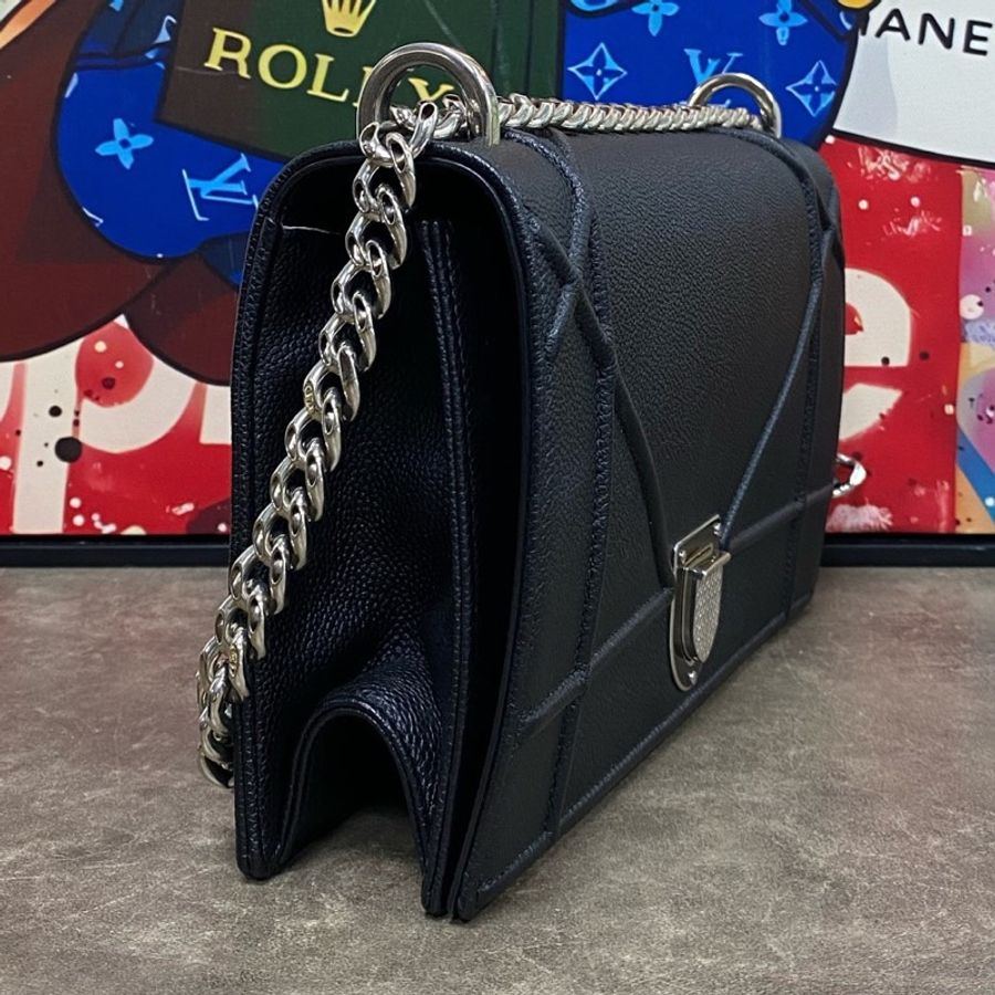 迪奧/Dior Diorama 黑銀盾牌包 鏈條包 單肩斜挎包-2