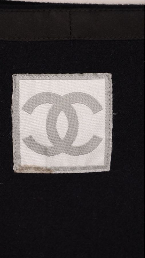 Chanel 04年运动方标系列jennie同款深蓝色羊毛腰带半裙-36