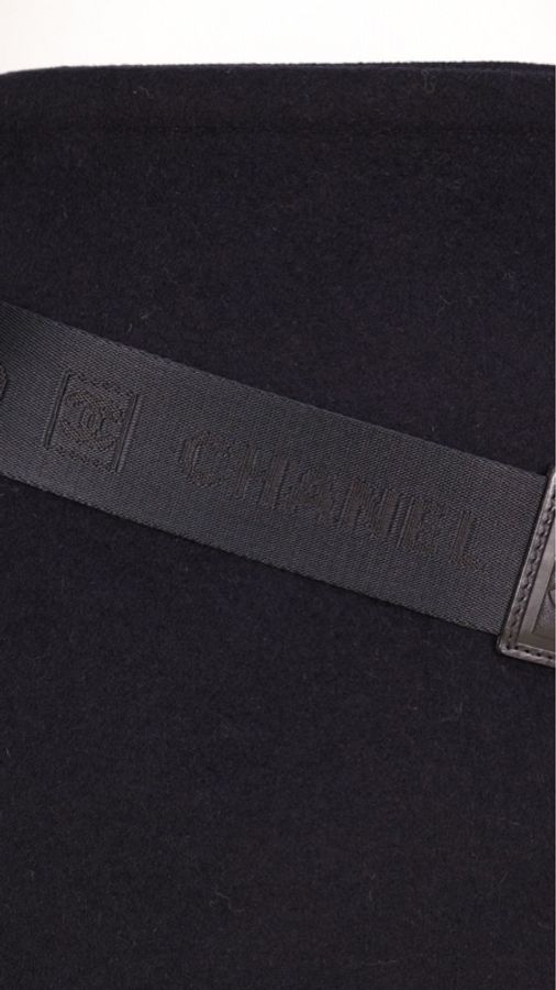 Chanel 04年运动方标系列jennie同款深蓝色羊毛腰带半裙-38