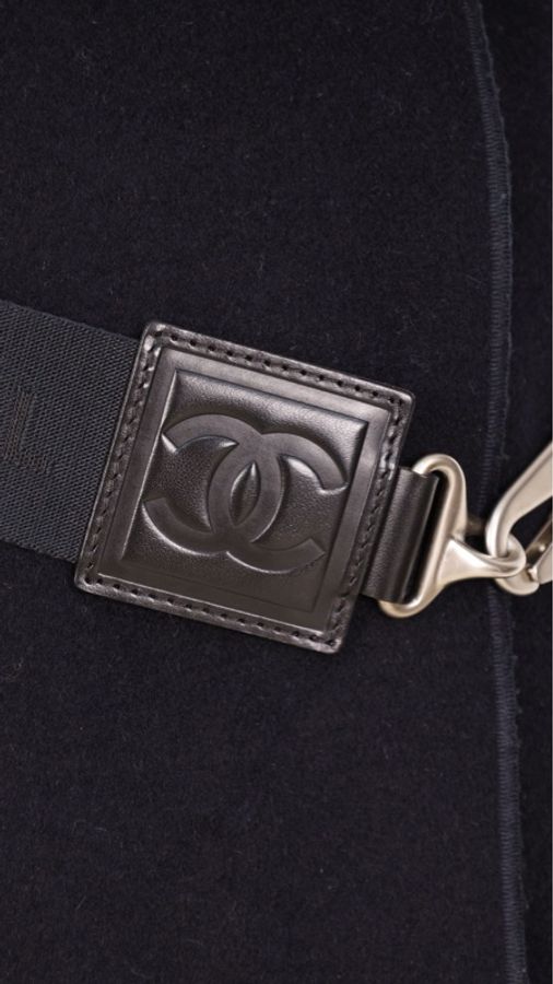 Chanel 04年运动方标系列jennie同款深蓝色羊毛腰带半裙-40