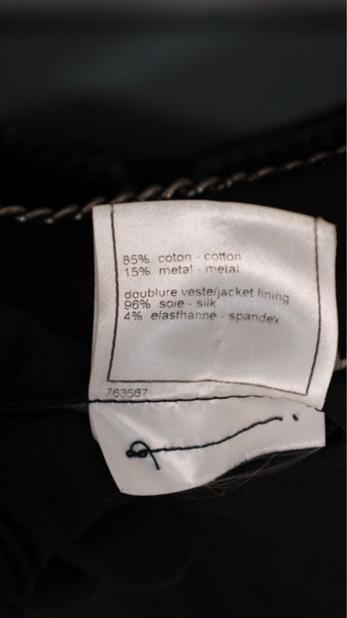 Chanel 06年秀款黑色丝绒银链滚边收腰上衣外套-21