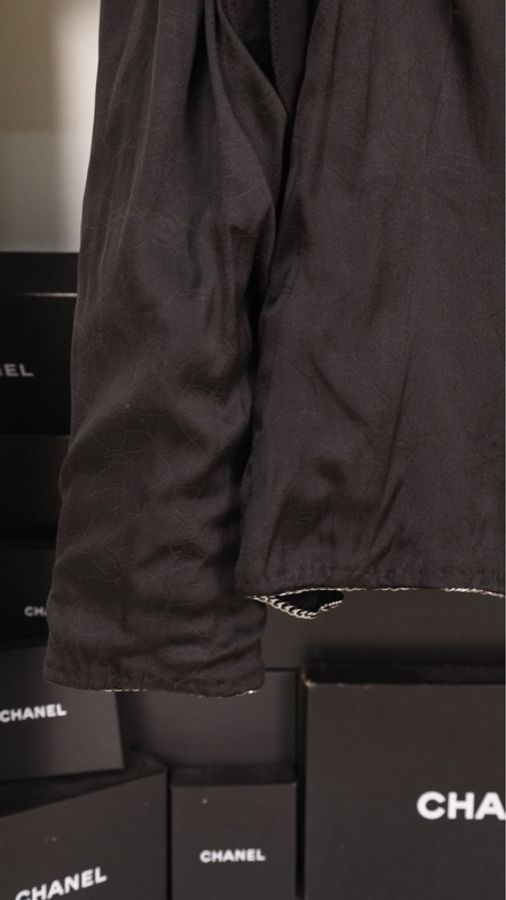 Chanel 06年秀款黑色丝绒银链滚边收腰上衣外套-22