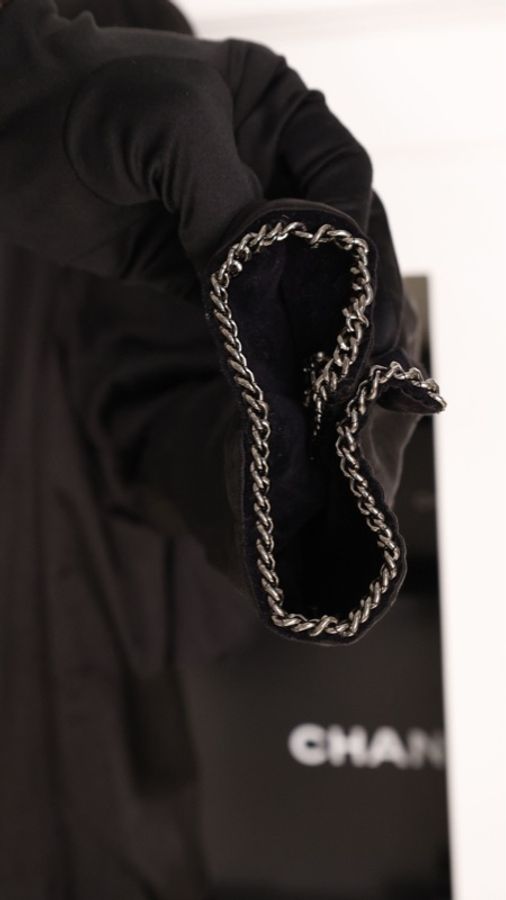 Chanel 06年秀款黑色丝绒银链滚边收腰上衣外套-36