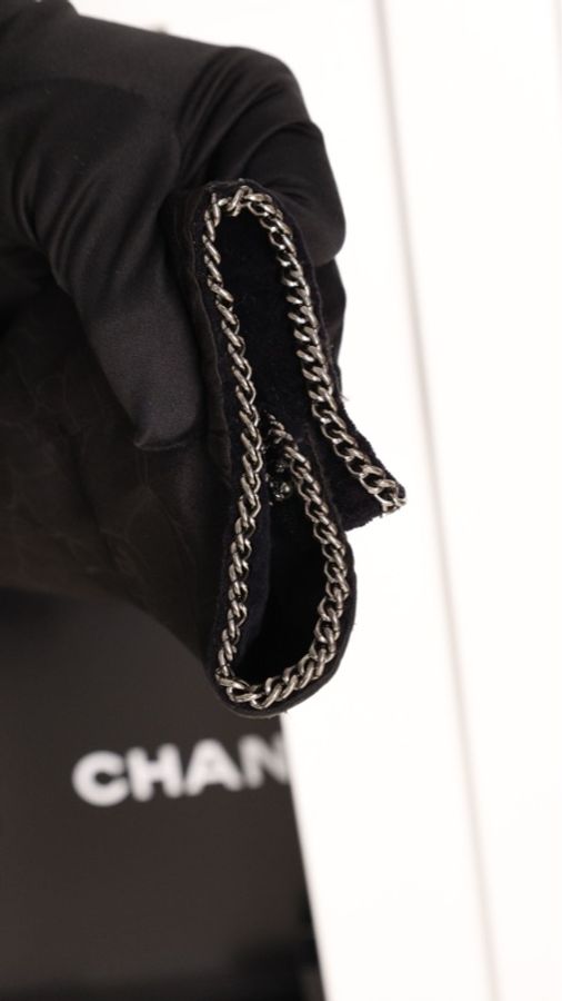 Chanel 06年秀款黑色丝绒银链滚边收腰上衣外套-38
