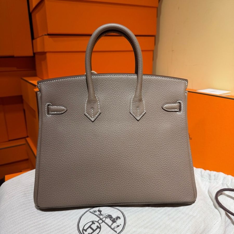 愛馬仕Hermes Birkin25 BK25 金扣 大象灰鉑金包手提包-1
